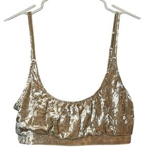 Women’s Light Cream colored velvet bandeau style bra with elastic size large